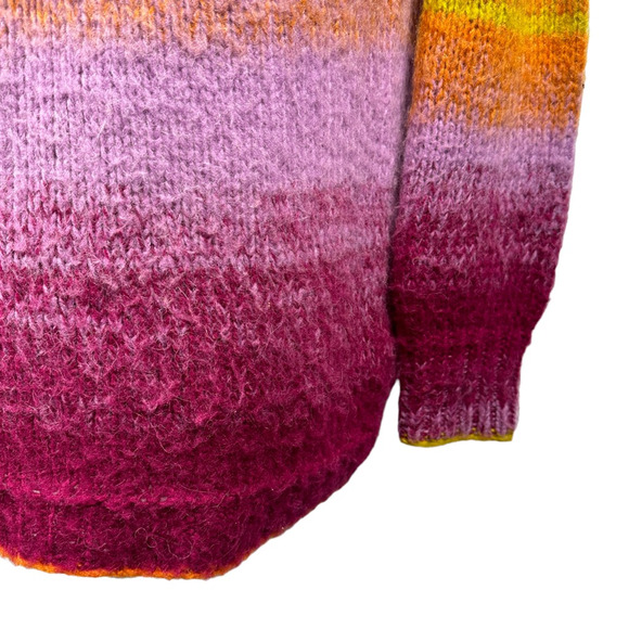 Anthropologie Ombre Chunky Sweater Womens XXS Orange Pink Pullover Mock Neck - Picture 7 of 12